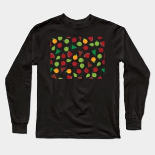 Fruits Pattern - Apple Pear Watermelon Grapes Pomegranate Long Sleeve T-Shirt